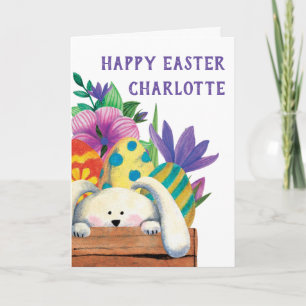 Cute Easter Bunny Folded Easter Card