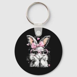 Cute easter bunny for women pink rabbit coquette key ring
