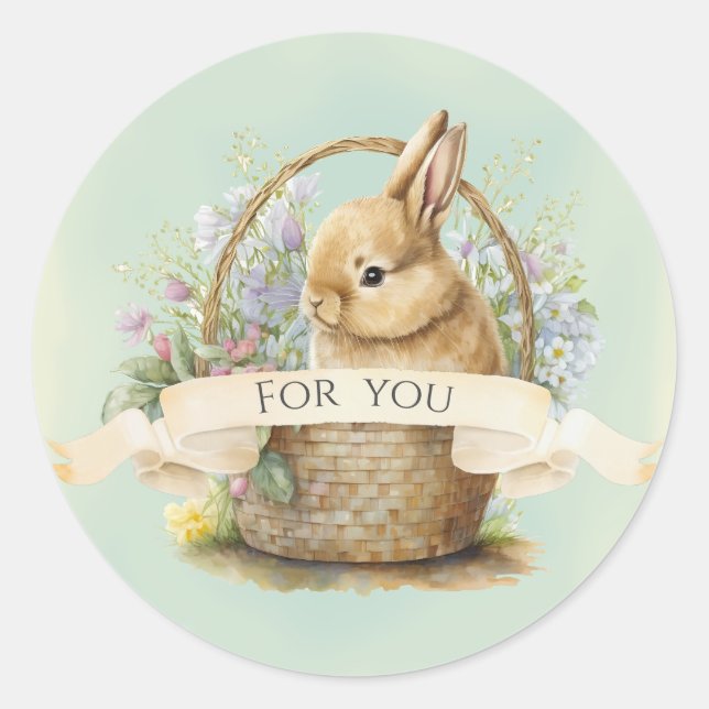 Cute Easter Bunny For You Classic Round Sticker (Front)
