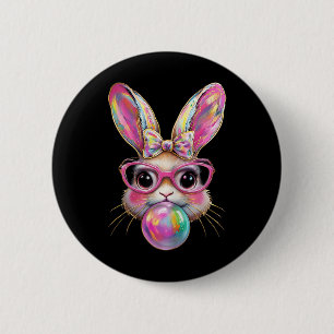 Cute Easter Bunny Gles Blowing Bubble Bunny Coquet 6 Cm Round Badge