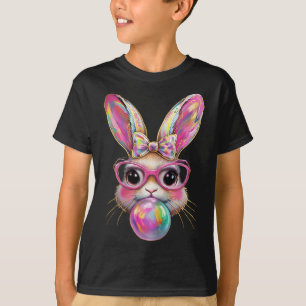 Cute Easter Bunny Gles Blowing Bubble Bunny Coquet T-Shirt