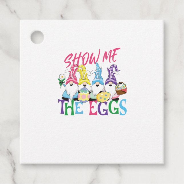 CUTE EASTER BUNNY GNOMES FAVOUR TAGS (Front)