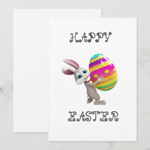 Cute Easter Bunny holding An Egg Easter Card