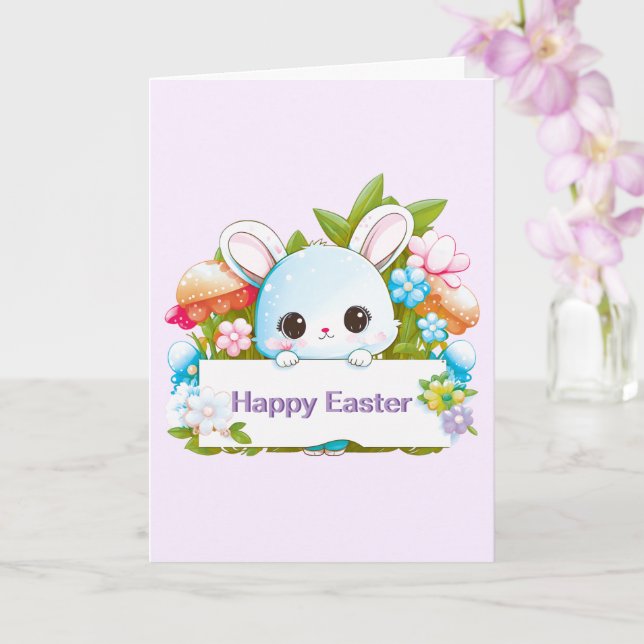 Cute Easter Bunny Holiday Card (Orchid)