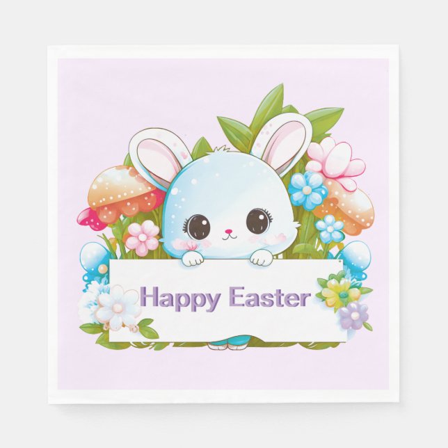 Cute Easter Bunny Holiday paper Napkin (Front)