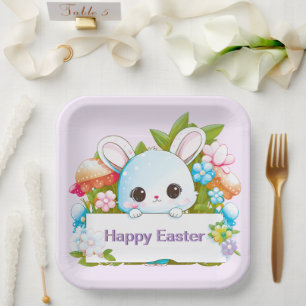 Cute Easter Bunny Holiday Paper Plate