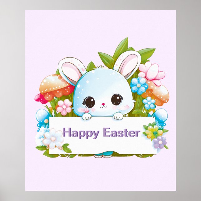 Cute Easter Bunny Holiday Poster (Front)