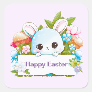 Cute Easter Bunny Holiday Square Sticker