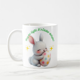 Cute Easter Bunny Hugging Colourful Egg Coffee Mug
