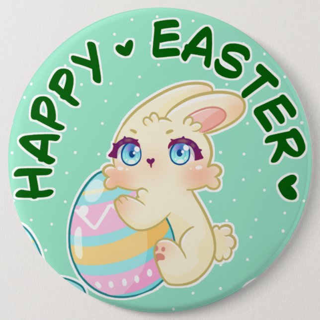 Cute Easter Bunny Hugging Egg 6 Cm Round Badge (Front)