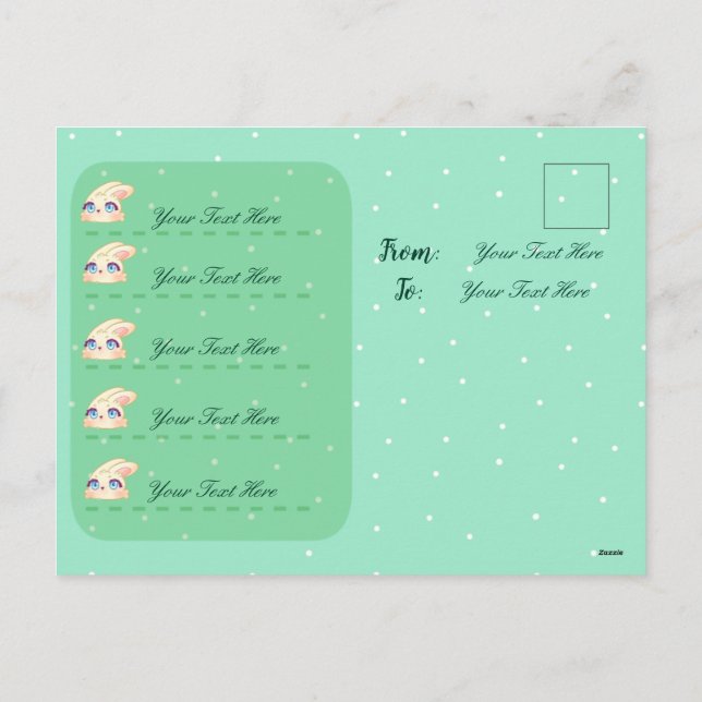 Cute Easter Bunny Hugging Egg Holiday Postcard (Back)