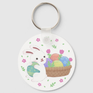 Cute Easter Bunny Illustration Key Ring