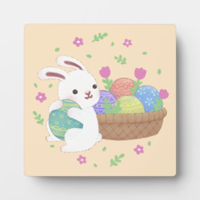 Cute Easter Bunny Illustration Plaque (Front)