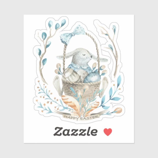 Cute Easter bunny in a spring flowers basket (Sheet)