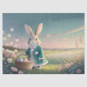 Cute Easter bunny in little blue jacket Tissue Paper