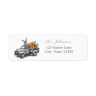 Cute Easter bunny in rustic vintage truck