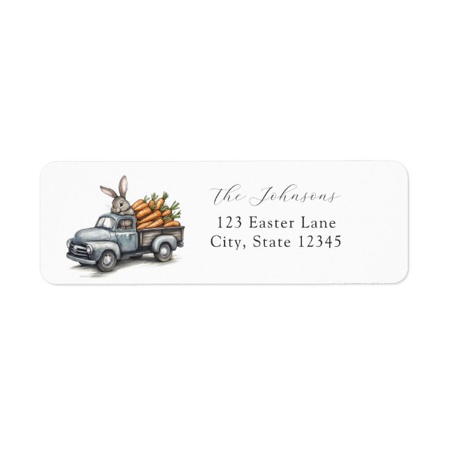 Cute Easter bunny in rustic vintage truck (Front)