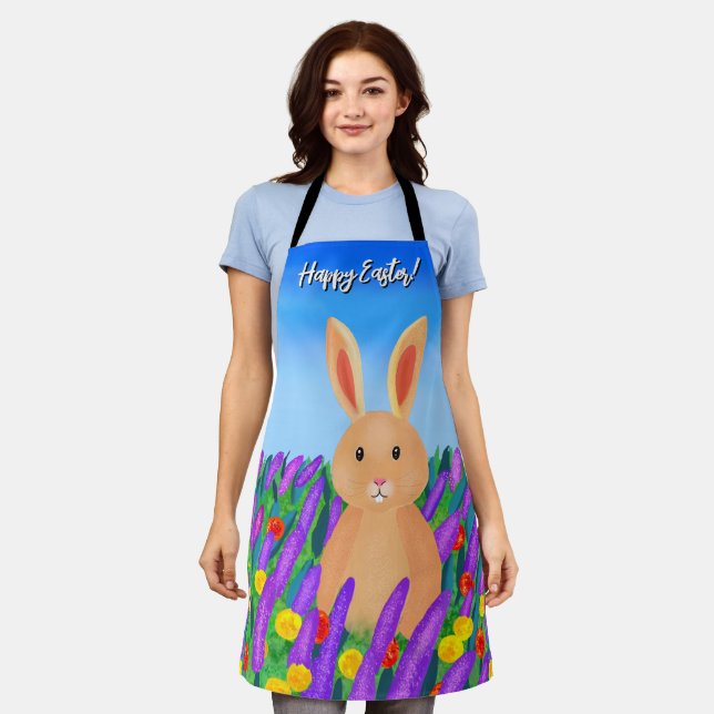 Cute Easter bunny in the flowers Apron (Worn)