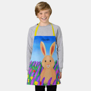 Cute Easter bunny in the flowers Apron