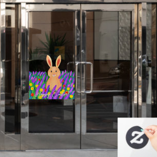 Cute Easter bunny in the flowers Window Cling