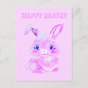 Cute Easter Bunny Kindergarten Teacher Girly Pink Postcard