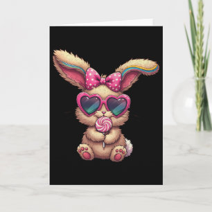 Cute Easter Bunny Lollipop Heart Gles Easter Day Card