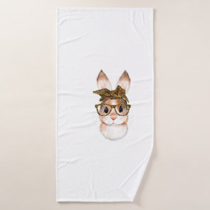 Cute Easter Bunny Mum Easter Leopard Year of The R Bath Towel