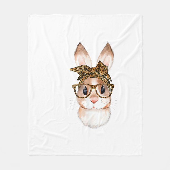 Cute Easter Bunny Mum Easter Leopard Year of The R Fleece Blanket (Front)