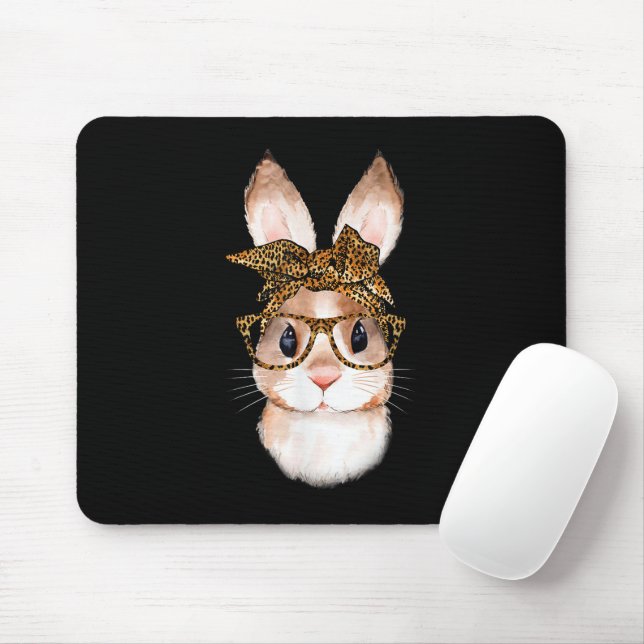 Cute Easter Bunny Mum Easter Leopard Year of the R Mouse Mat (With Mouse)