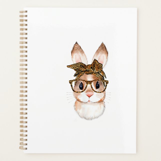Cute Easter Bunny Mum Easter Leopard Year of The R Planner (Front)