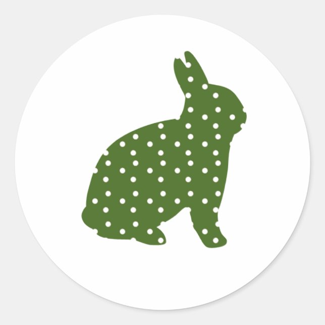 Cute Easter bunny olive green with white spots Classic Round Sticker (Front)