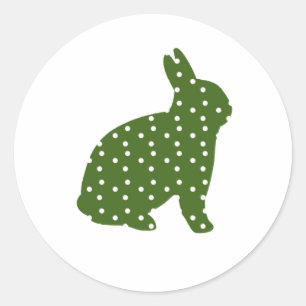 Cute Easter bunny olive green with white spots Classic Round Sticker