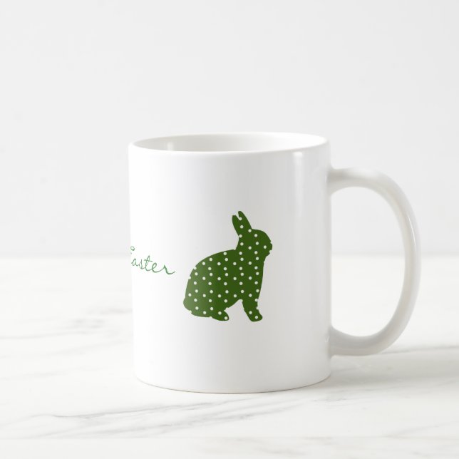 Cute Easter bunny olive green with white spots Coffee Mug (Right)