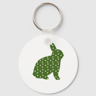 Cute Easter bunny olive green with white spots Key Ring