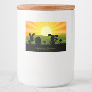 Cute Easter Bunny Painting Egg Food Label