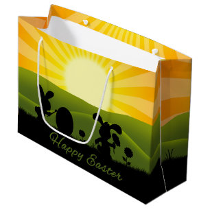 Cute Easter Bunny Painting Egg Large Gift Bag