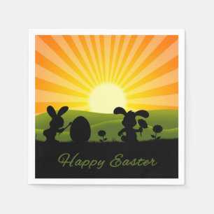 Cute Easter Bunny Painting Egg Napkin