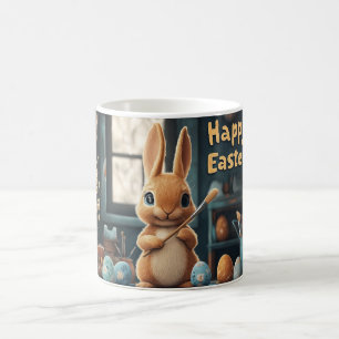 Cute Easter Bunny Painting Eggs: Springtime Art Coffee Mug