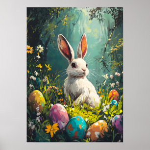 Cute Easter Bunny Painting Poster