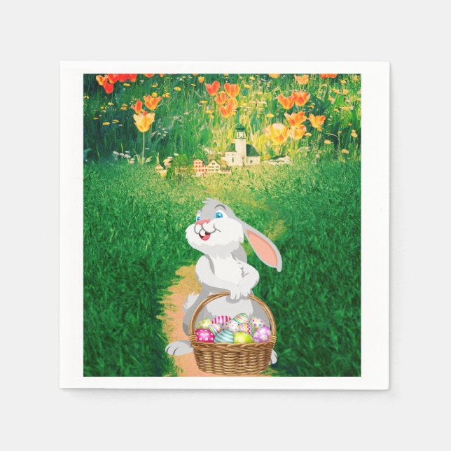 Cute Easter Bunny Paper Napkin (Front)