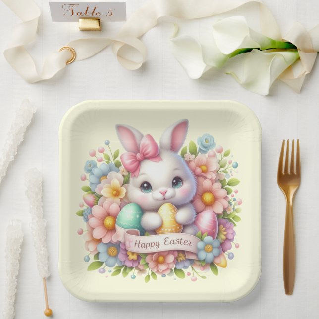 Cute Easter Bunny   Paper Plate (Wedding)