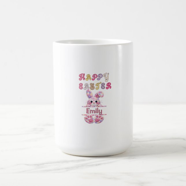 Cute Easter Bunny Pastel Colour Personalised Mug (Center)