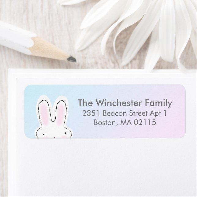 Cute Easter bunny pastel colours modern fun addres (Insitu)