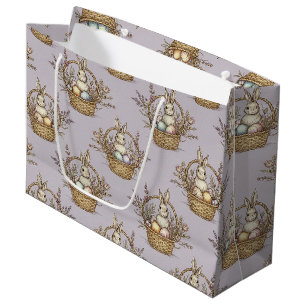 Cute Easter Bunny Pastel Spring Pattern Large Gift Bag