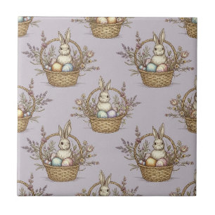 Cute Easter Bunny Pastel Spring Pattern Tile
