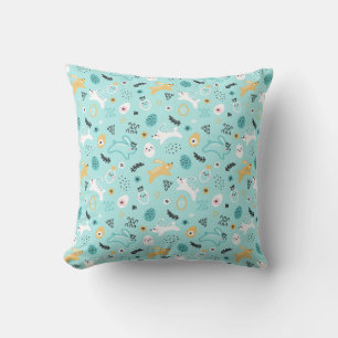 Cute Easter Bunny Pattern Kawaii Rabbits Eggs  Cushion