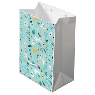 Cute Easter Bunny Pattern Kawaii Rabbits Eggs  Medium Gift Bag