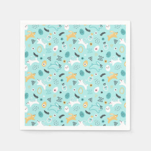 Cute Easter Bunny Pattern Kawaii Rabbits Eggs  Napkin
