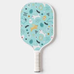 Cute Easter Bunny Pattern Kawaii Rabbits Eggs  Pickleball Paddle