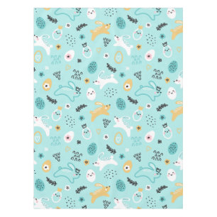 Cute Easter Bunny Pattern Kawaii Rabbits Eggs  Tablecloth